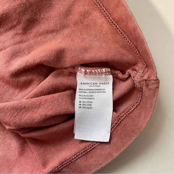 American Eagle 100% Cotton Red Acid Wash Weekend Graphic Boxy Tee Medium Women’s - Picture 10 of 11